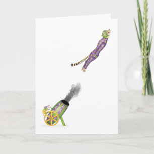 Silly circus flying cheetah  card