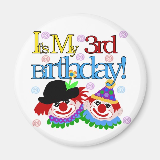 Silly Clowns 3rd Birthday Tshirts and Gifts Magnet (Front)