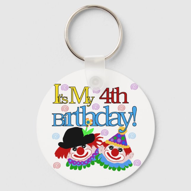 Silly Clowns 4th Birthday Tshirts and Gifts Key Ring (Front)