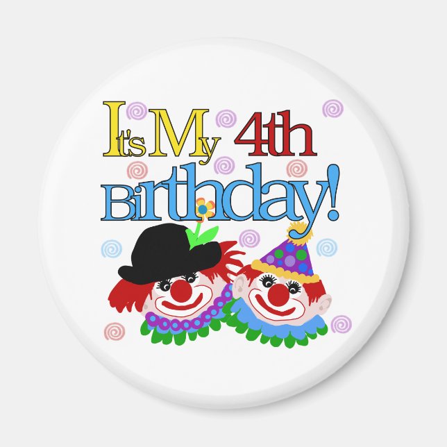 Silly Clowns 4th Birthday Tshirts and Gifts Magnet (Front)