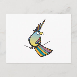 silly colourful parrot postcard