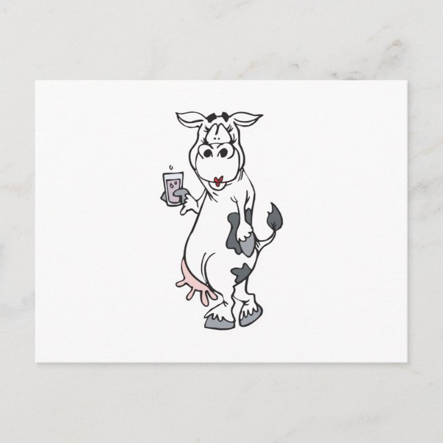 silly cow drinking milk postcard (Front)