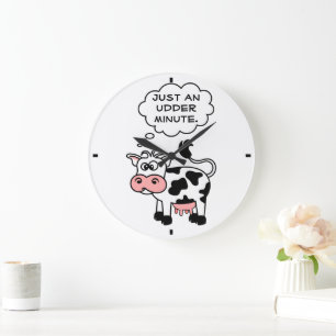 Silly Cow Just An Udder Minute Country Large Clock
