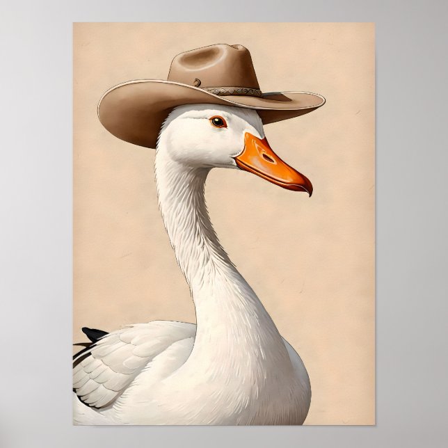 Silly Cowboy Goose - Quirky Western Wall Art (Front)