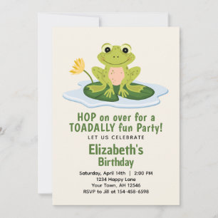 Silly Cute Frog Birthday Invitation