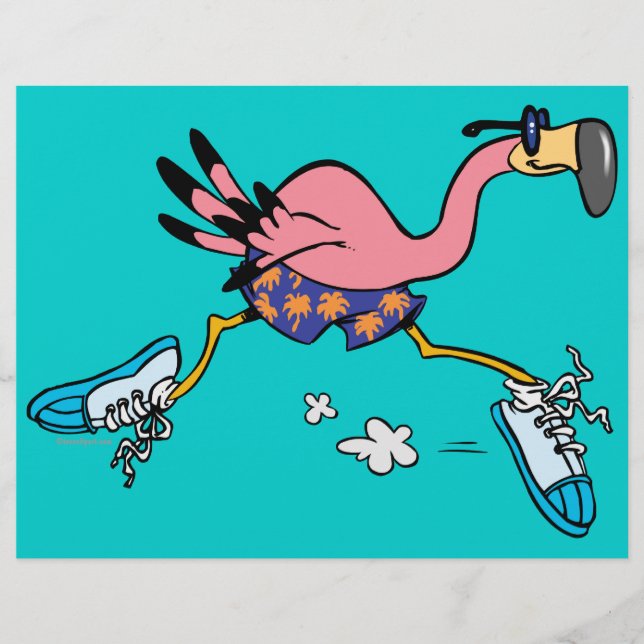 silly cute jogging running flamingo (Front)