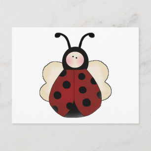 silly cute round ladybug cartoon postcard
