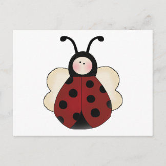 silly cute round ladybug cartoon postcard