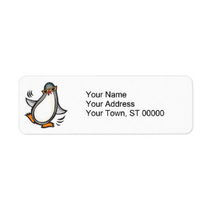 silly dancing penguin return address label