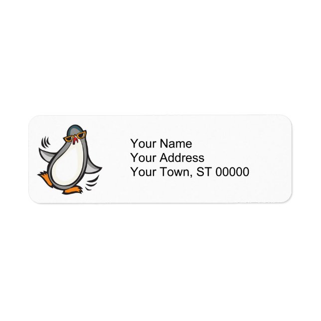 silly dancing penguin return address label (Front)