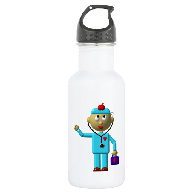Silly Doctor with Apple on his head & Medical Bag 532 Ml Water Bottle (Front)