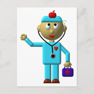 Silly Doctor with Apple on his head & Medical Bag Postcard