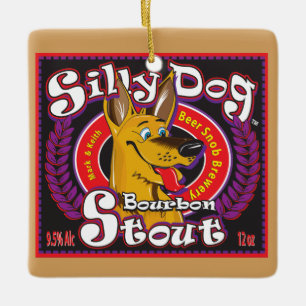 Silly Dog Bourbon Stout Ceramic Tree Decoration