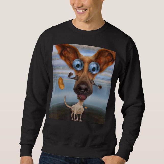 Silly dog cute puppy artwork pup doggy portrait hu sweatshirt (Front)
