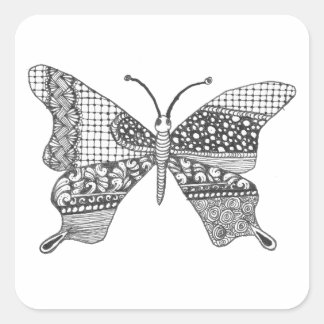 Silly Doodle Butterfly Square Sticker