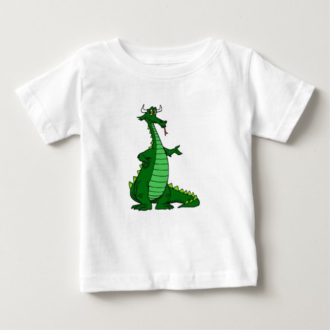 Silly Dragon Green Baby T-Shirt (Front)