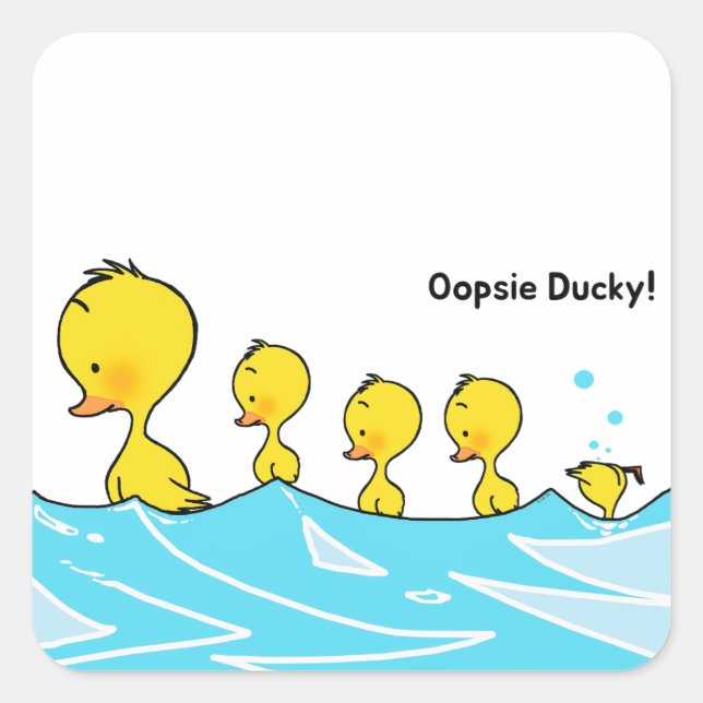 Silly Duckling Makes a Splash Square Sticker (Front)