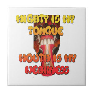 Silly Face: Tongue-Out Expression Humour Ceramic Tile