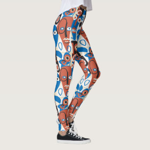 Silly Faces Inspired by Picasso Retro Modern Leggings