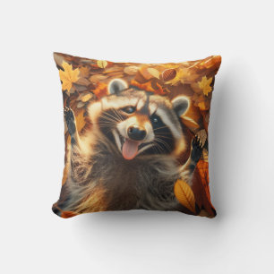 Silly Fall Racoon Cushion