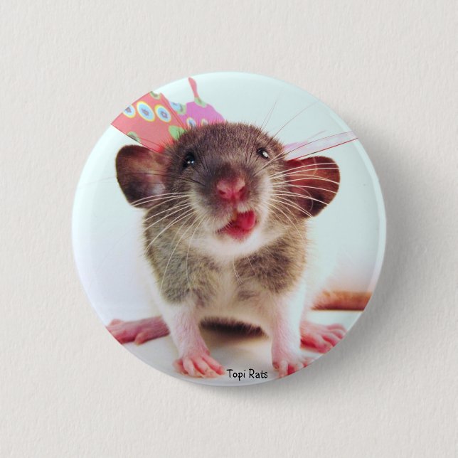 Silly Flutterby Rat 6 Cm Round Badge (Front)