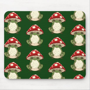 Silly frog fly agaric mushroom mouse pad
