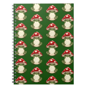 Silly frog fly agaric mushroom notebook