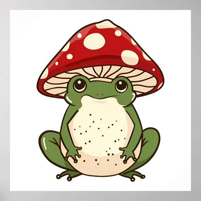 Silly frog fly agaric mushroom poster (Front)