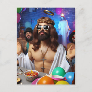 Silly Funny AI generated art Happy Birthday Jesus Postcard