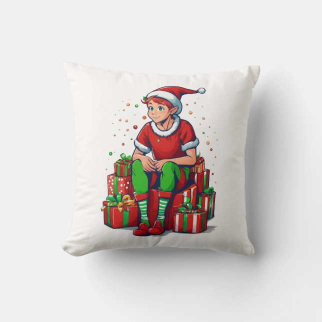 Silly Funny Christmas Santa Claus Elf Kid Cushion (Front)