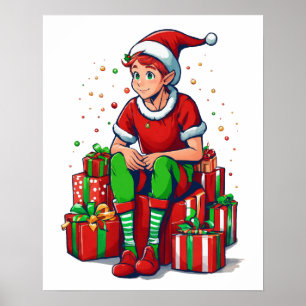 Silly Funny Christmas Santa Claus Elf Kid Poster