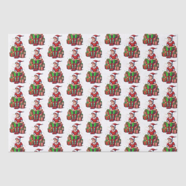 Silly Funny Christmas Santa Claus Elf Kid Tissue Paper (Front)