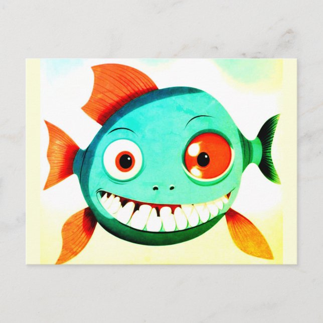 Silly Funny Fish Postcard (Front)