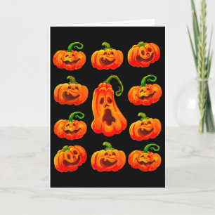 Silly Funny Halloween Pumpkin Faces Spooky Jack-o- Card