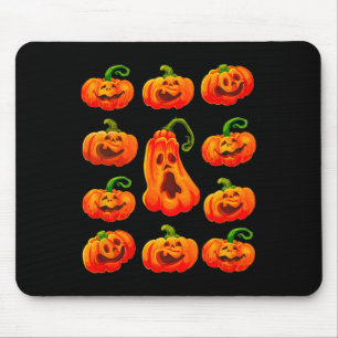 Silly Funny Halloween Pumpkin Faces Spooky Jack-o- Mouse Pad