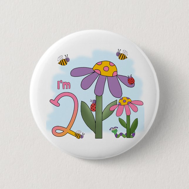 Silly Garden 2nd Birthday 6 Cm Round Badge (Front)