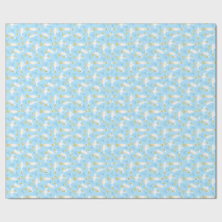 Silly Geese and Coquette Bows White on Light Blue  Wrapping Paper