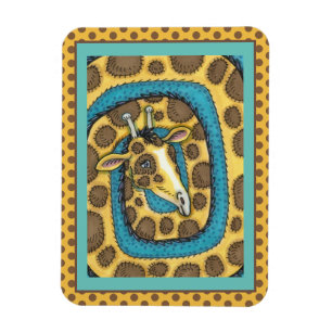 SILLY GIRAFFE LONG NECK AND SPOTS, FUNNY FOLK ART MAGNET
