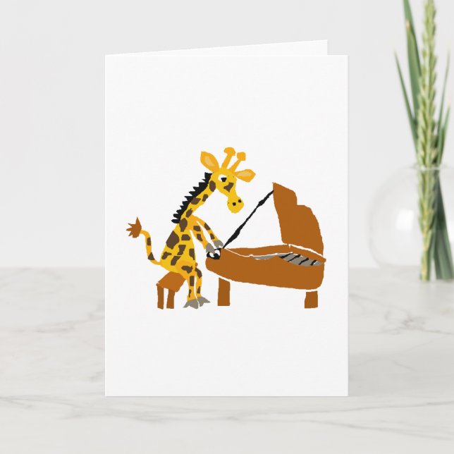 Silly Giraffe Playing the Piano Card (Front)