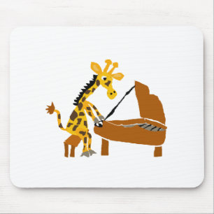 Silly Giraffe Playing the Piano Mouse Pad