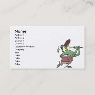silly golfing golfer frog cartoon business card