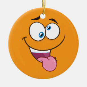 Silly Goofy Square Emoji Ceramic Ornament