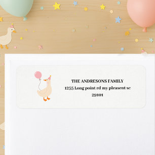 Silly Goose 1st Birthday Address Label   Colourful Return Address Label