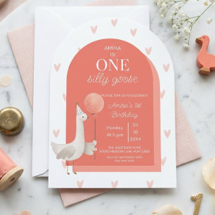 Silly Goose 1st Birthday Boho Invitation Girl