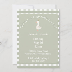 Silly Goose 1st Birthday Invitation (Hand-Painted)