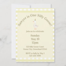Silly Goose 1st Birthday Invitation (Pale Yellow)