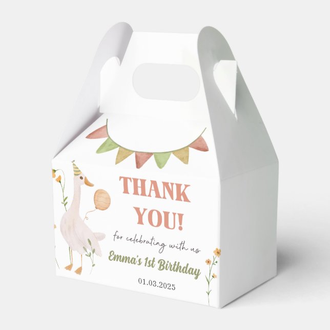 Silly Goose 1st Birthday Party  Favour Box (Front Side)