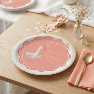 silly goose 1st birthday personalised paper plate