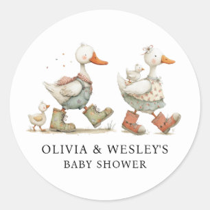 Silly Goose 2nd Baby Baby Shower Classic Round Sticker