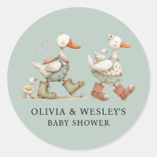 Silly Goose 2nd Baby Baby Shower Classic Round Sticker